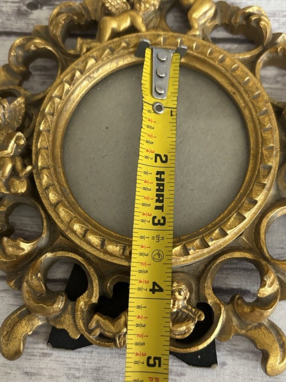 Vintage Ornate Gilt Wood Desk Frame With Cherubs And Florals Stand MCM - Picture 9 of 10